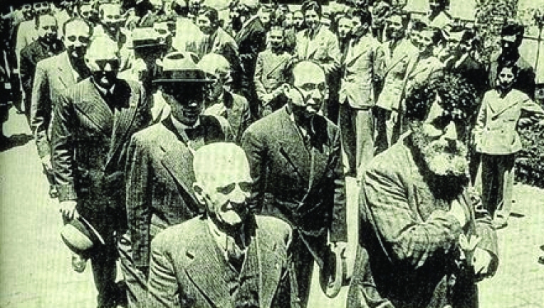 Sakallı Celal on the Right Front on a “Rice Day” organized by Galatasaray Lisesi
